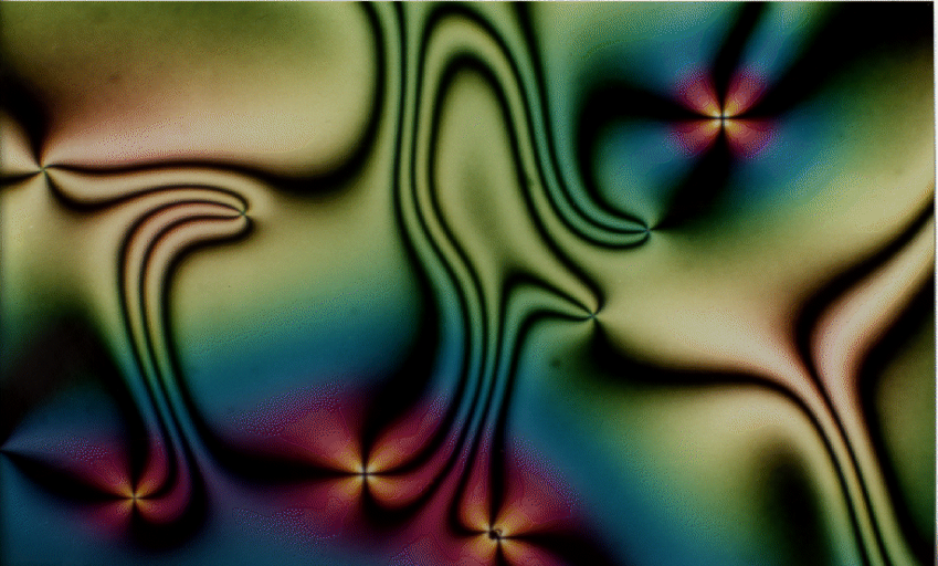 An experiment of Oleg D. Lavrentovich (Kent State University) with defect patterns in nematic liquid crystal sample